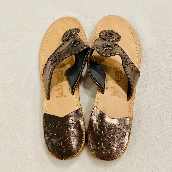 NEW RARE Jack Rogers Navajo Flats Sandals Pewter - Picture 5 of 8